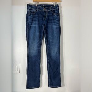 Silver Jeans Womens Elyse Straight Leg Size 27x32 Blue Denim Pants Mid Rise